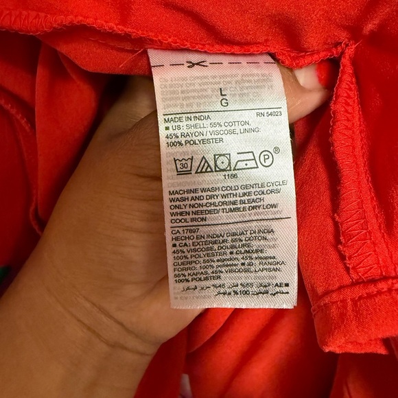 Old Navy Deep V Neck Waist-Defined Bell-Sleeve Faux-Wrap Red Mini Dress Large - Picture 9 of 11